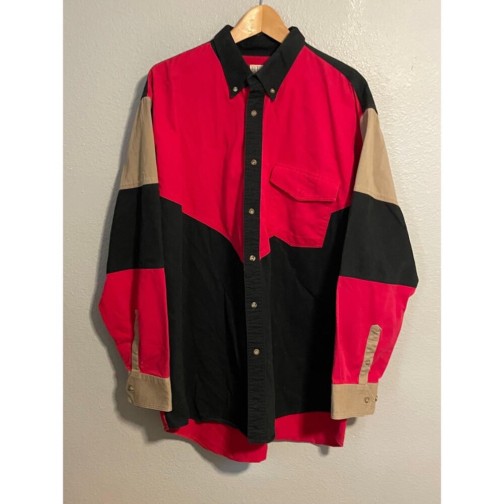 Vintage Express Rider Shirt Men 2XL Multicolor Colorblock Western Rodeo 90s READ